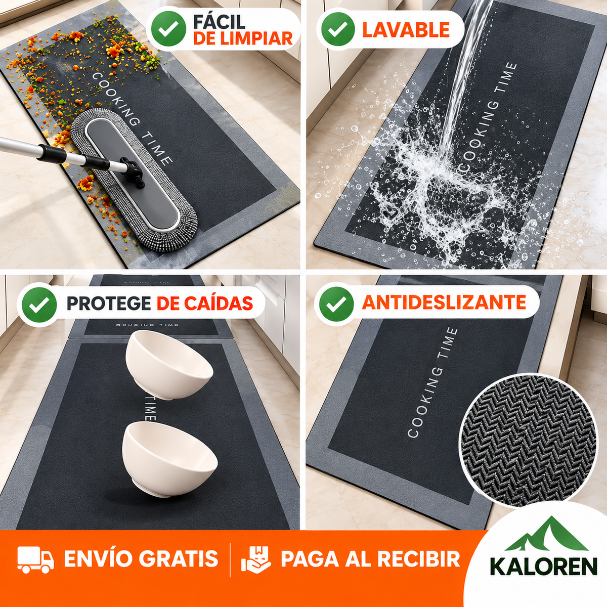 Alfombras Antideslizantes Súper Absorbentes para Cocina y Baño – Combo x2